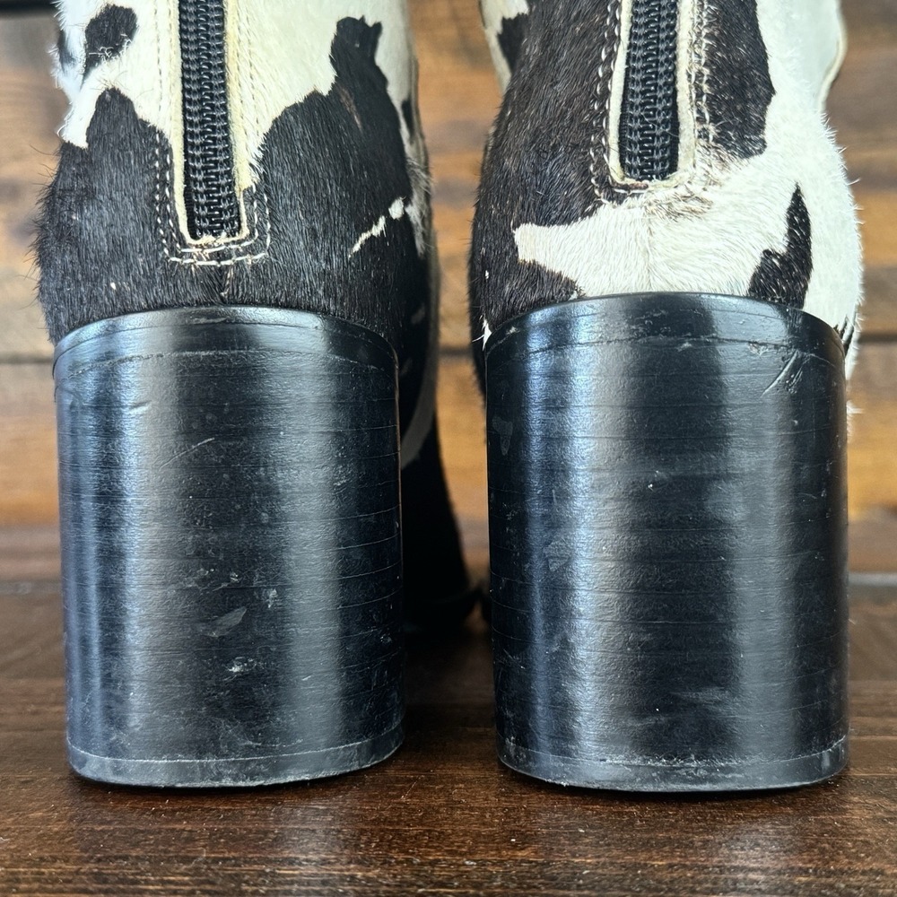 Intentionally Blank PG Women's 8 Boots Black White Cowhide Square Toe Back Zip - Picture 10 of 12